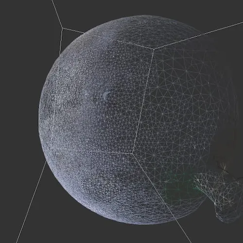 Modelo 3D da esfera DropBall com malha de elementos finitos, representando a gestão do ciclo de vida do produto (PLM)